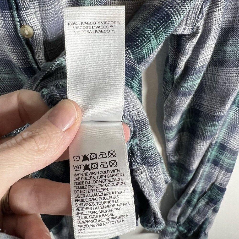 Lucky Brand Womens Green Purple Plaid‎ Button-Up Flannel Shirt Women’s Size M - Picture 8 of 10